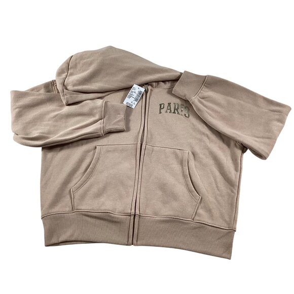 The Childrens Place Kids Paris Zip-Up Hoodie Size 16/18 Beige Winter School NWT - Picture 1 of 5